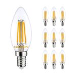Multipack 10x Noxion Lucent LED E14 Kerze Fadenlampe Klar 4.5W 470lm - 827 Extra Warmweiß | Dimmbar - Ersatz für 40W