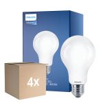 Multipack 4x Philips Classic LED Glühbirne E27 Birne Matt 13W 2000lm - 840 Kaltweiß | Ersatz für 120W