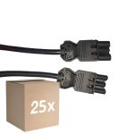 Multipack 25x Noxion GST - Kompatibel Verlängerungskabel Schwarz - Männlich + Weiblich - 1,5m - 3 pole 1,5mm2