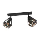 Eglo Deckenleuchte Carlton 7 Stahl Schwarz Bernstein | IP20 - Geeignet für 2x E27 
